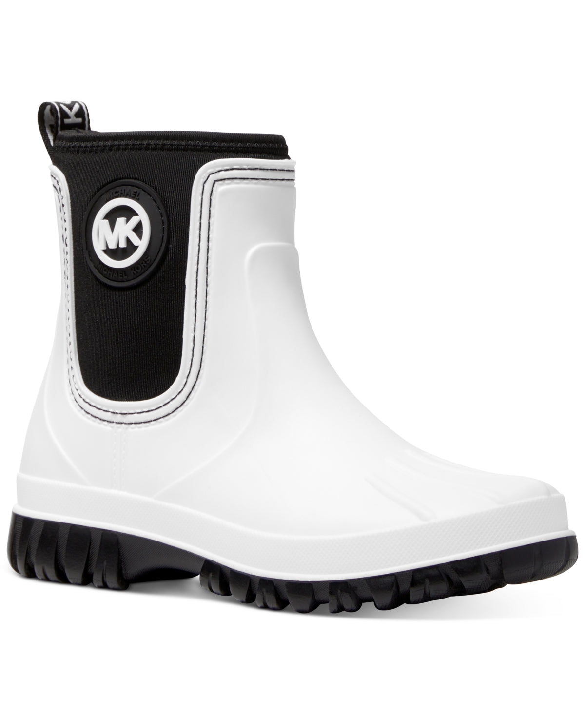 Botas de chuva femininas Michael Kors Tucker Pull On, brancas, tamanho 7