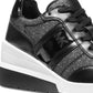 Tênis feminino Michael Kors Mabel Trainer com cadarço, preto, tamanho 7M