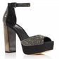 Sandálias femininas Michael Kors Peep Toe com tira no tornozelo, pretas, tamanho 7