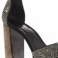 Sandálias femininas Michael Kors Peep Toe com tira no tornozelo, pretas, tamanho 7