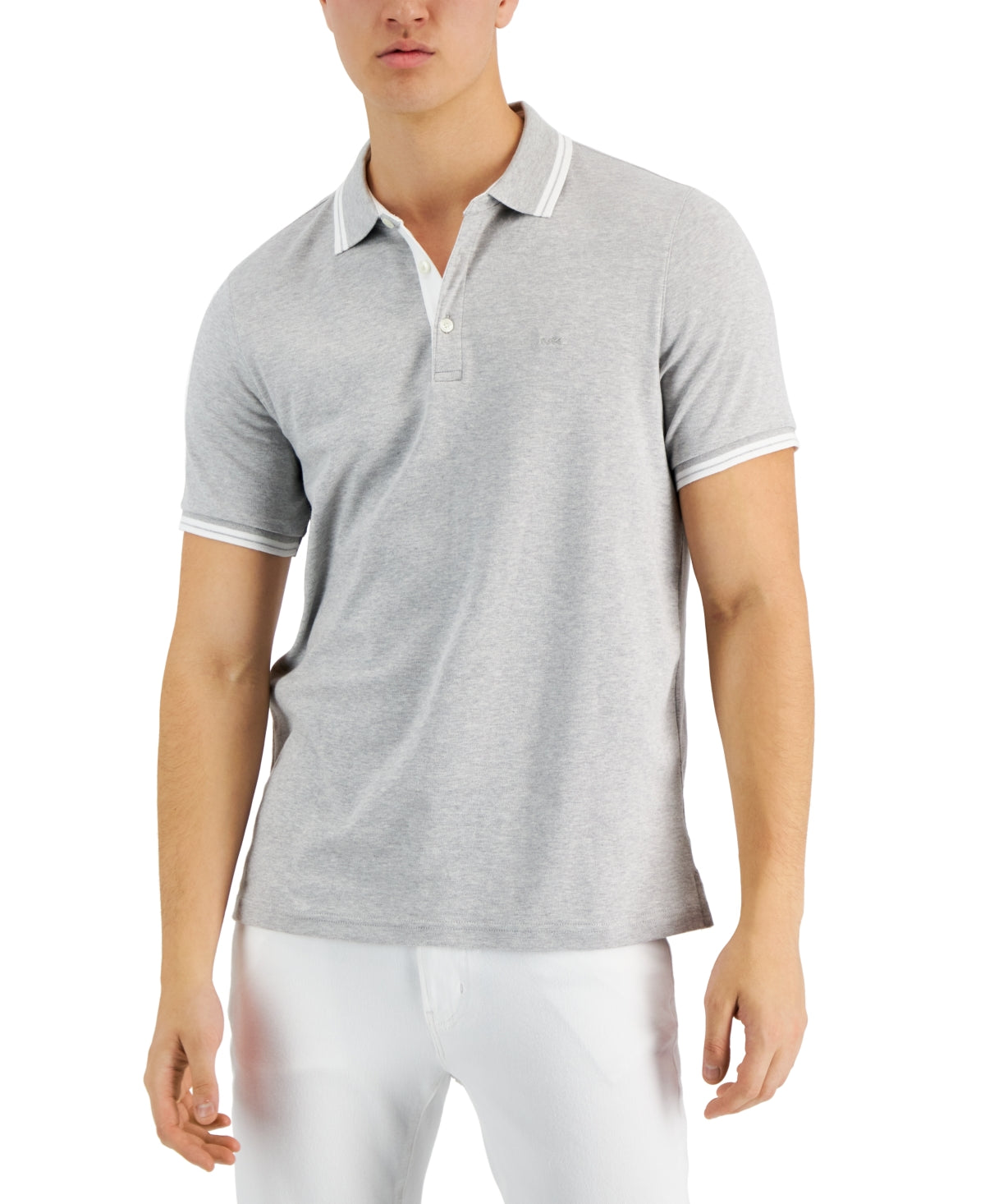 Camisa polo masculina Michael Kors Greenwich cinza tamanho grande