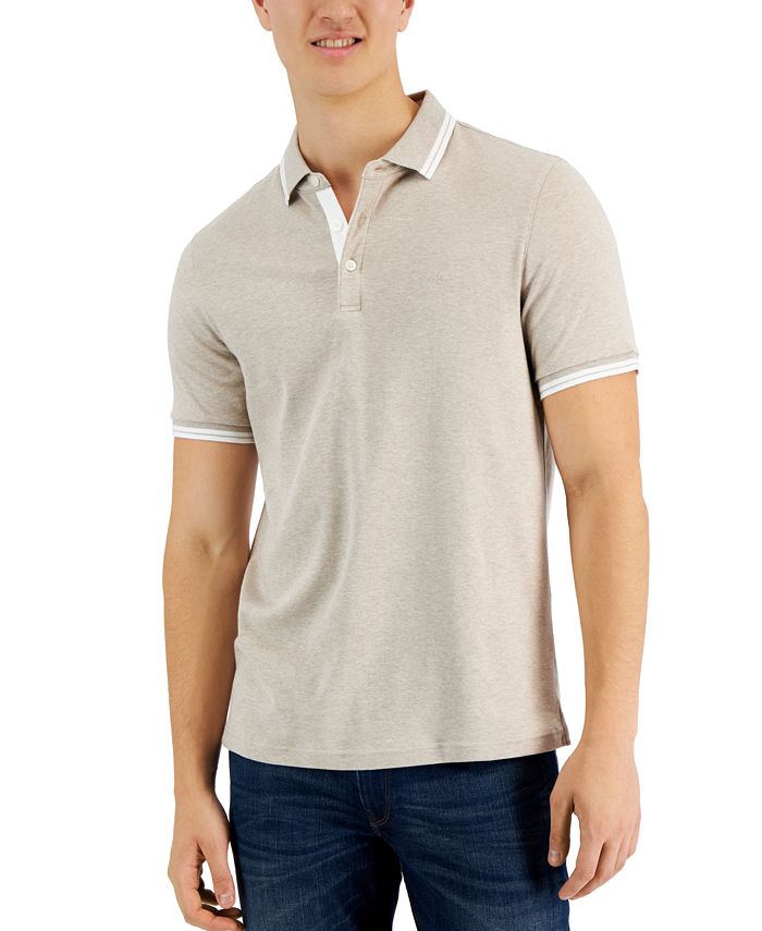 Camisa Polo Masculina Michael Kors Greenwich Bege Tamanho Médio