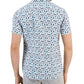 Camisa masculina Michael Kors de linho com estampa floral e ajuste regular, tamanho pequeno, branca