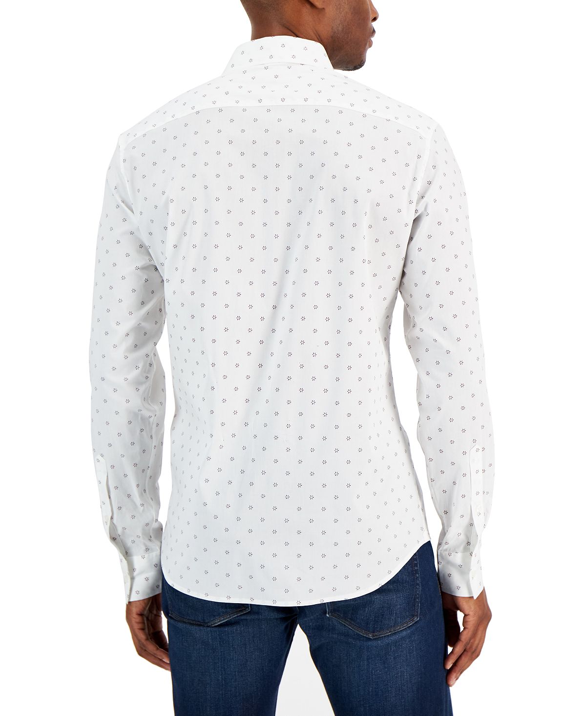Camisa social masculina Michael Kors com estampa de margaridas e ajuste slim, branca, tamanho grande