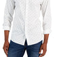 Camisa social masculina Michael Kors com estampa de margaridas e ajuste slim, branca, tamanho grande