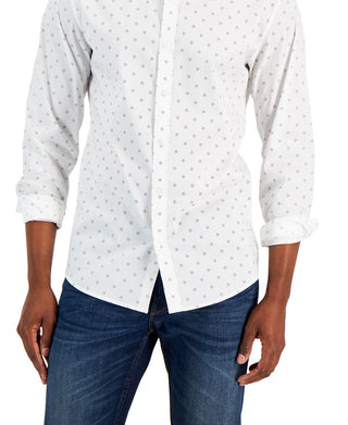 Camisa social masculina Michael Kors com estampa de margaridas e ajuste slim, branca, tamanho grande