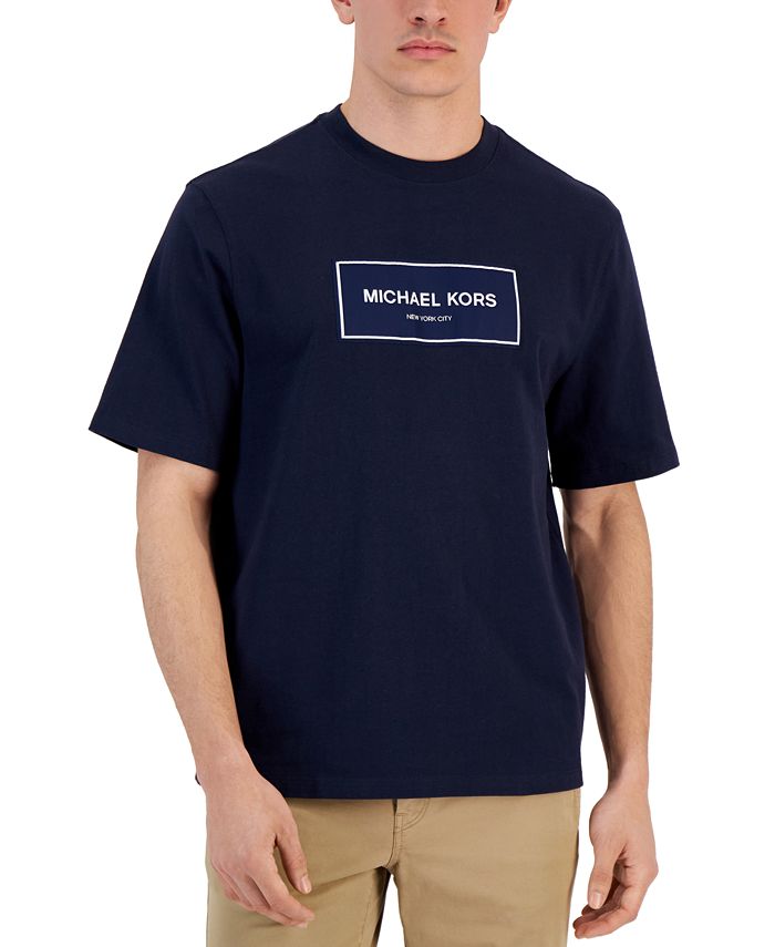 Camiseta masculina com logotipo da Michael Kors, azul, tamanho grande