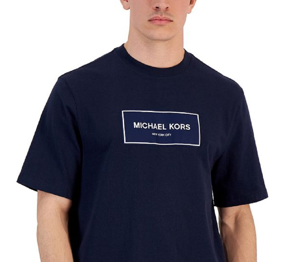 Camiseta masculina com logotipo da Michael Kors, azul, tamanho grande