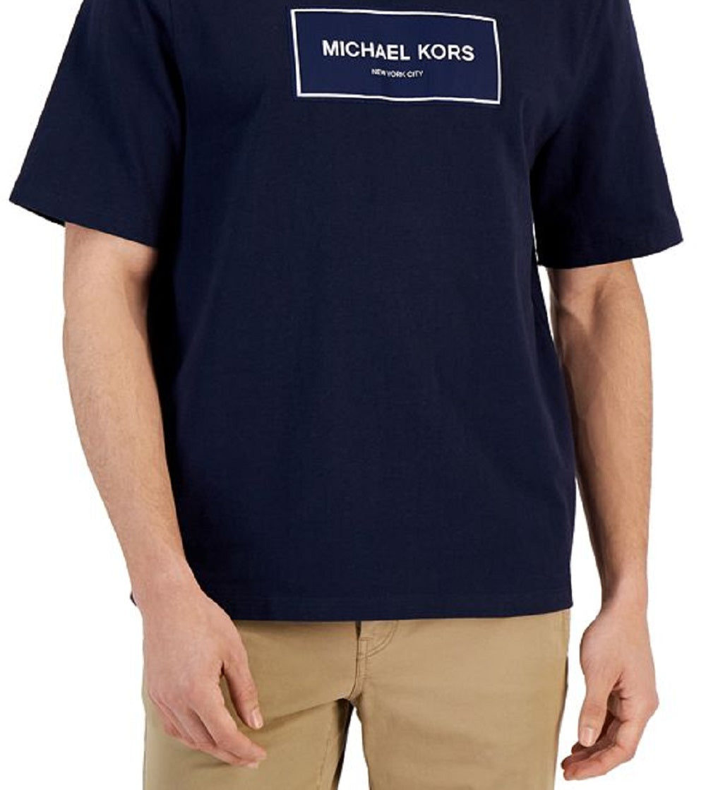 Camiseta masculina com logotipo da Michael Kors, azul, tamanho grande