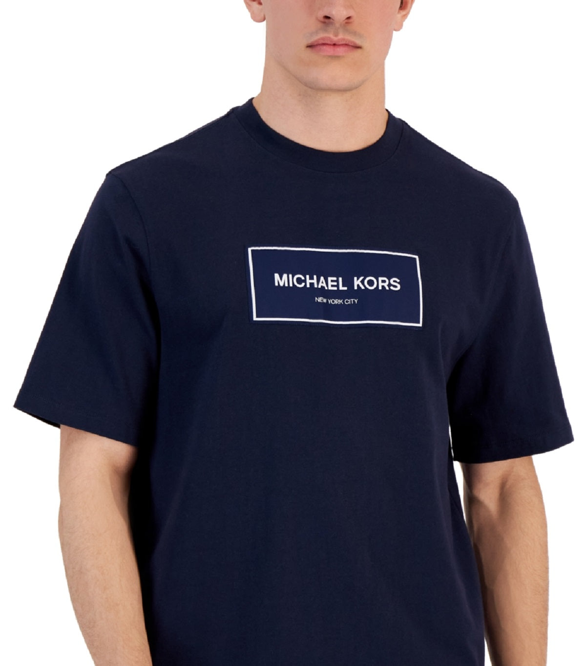 Camiseta masculina com logotipo da Michael Kors, azul, tamanho extragrande