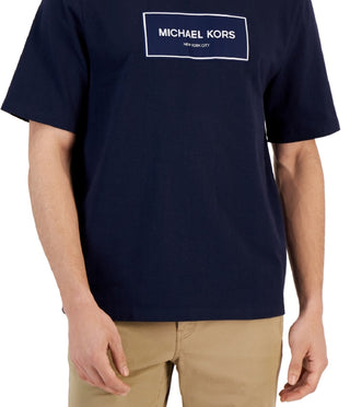 Camiseta masculina com logotipo da Michael Kors, azul, tamanho extragrande