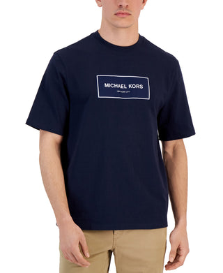 Camiseta masculina com logotipo da Michael Kors, azul, tamanho extragrande