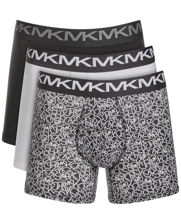 Cuecas boxer masculinas Michael Kors Performance de algodão, pretas, tamanho GG, pacote com 3