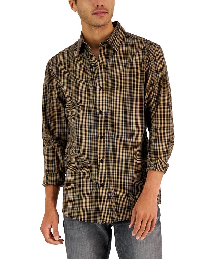 Camisa xadrez clássica Thames Classic Fit masculina Michael Kors, marrom, tamanho extragrande