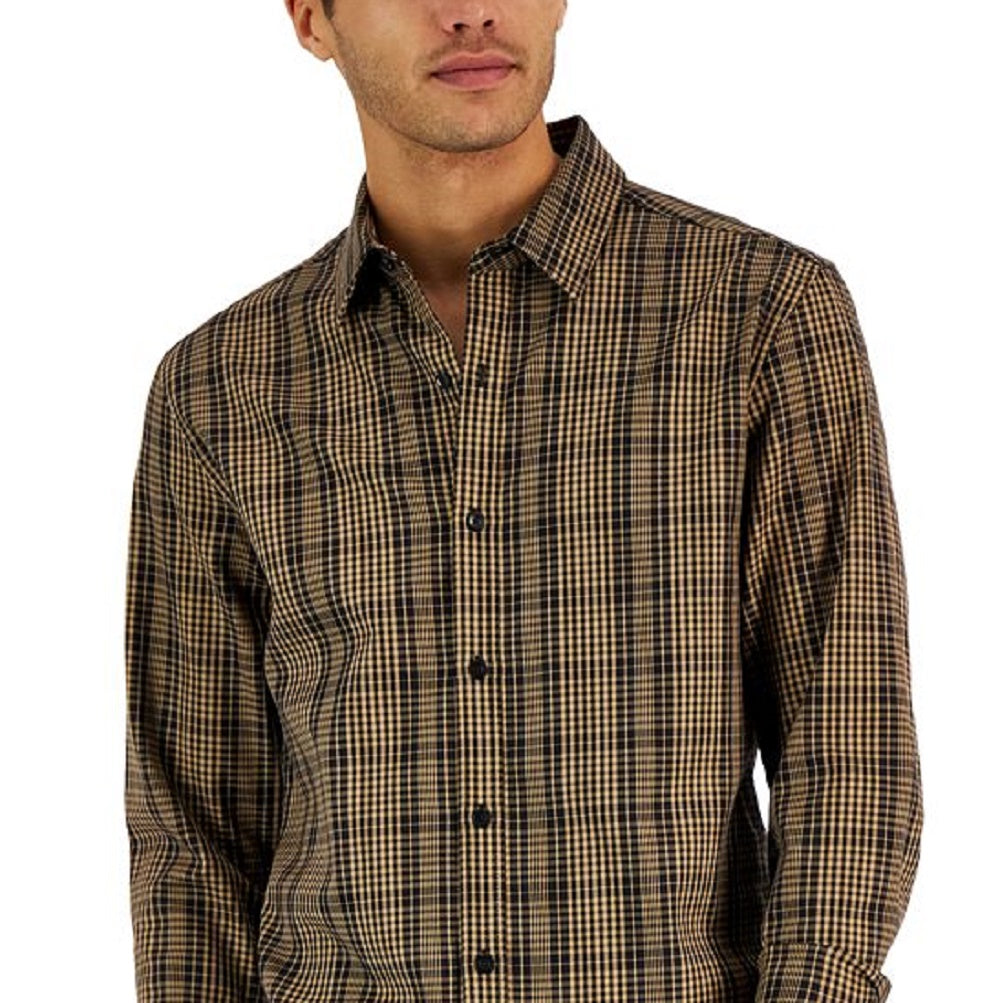 Camisa xadrez clássica Thames Classic Fit masculina Michael Kors, marrom, tamanho extragrande