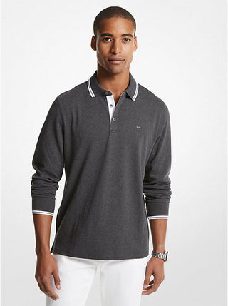 Michael Kors Men's Long Sleeve Greenwich Polo Gray Size Medium