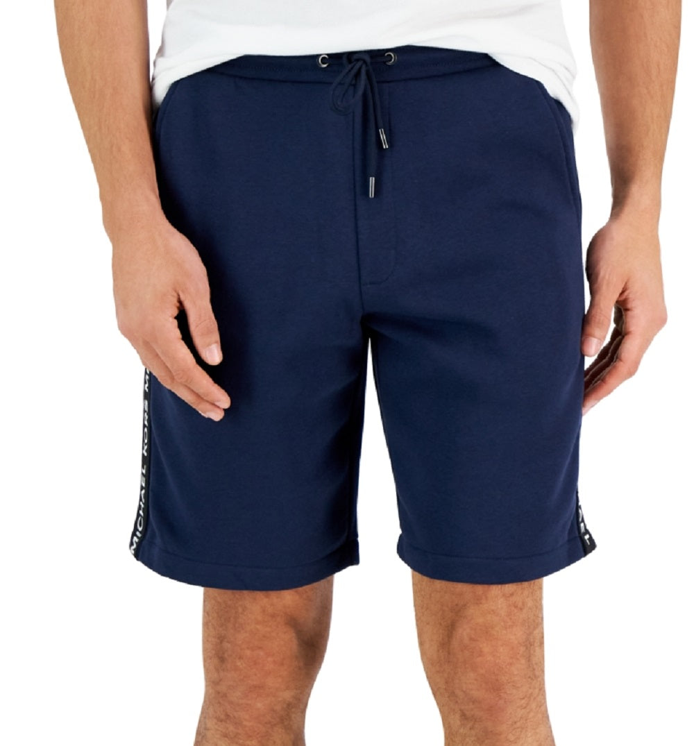 Shorts de lã com fita de logotipo Michael Kors masculino, azul, tamanho grande