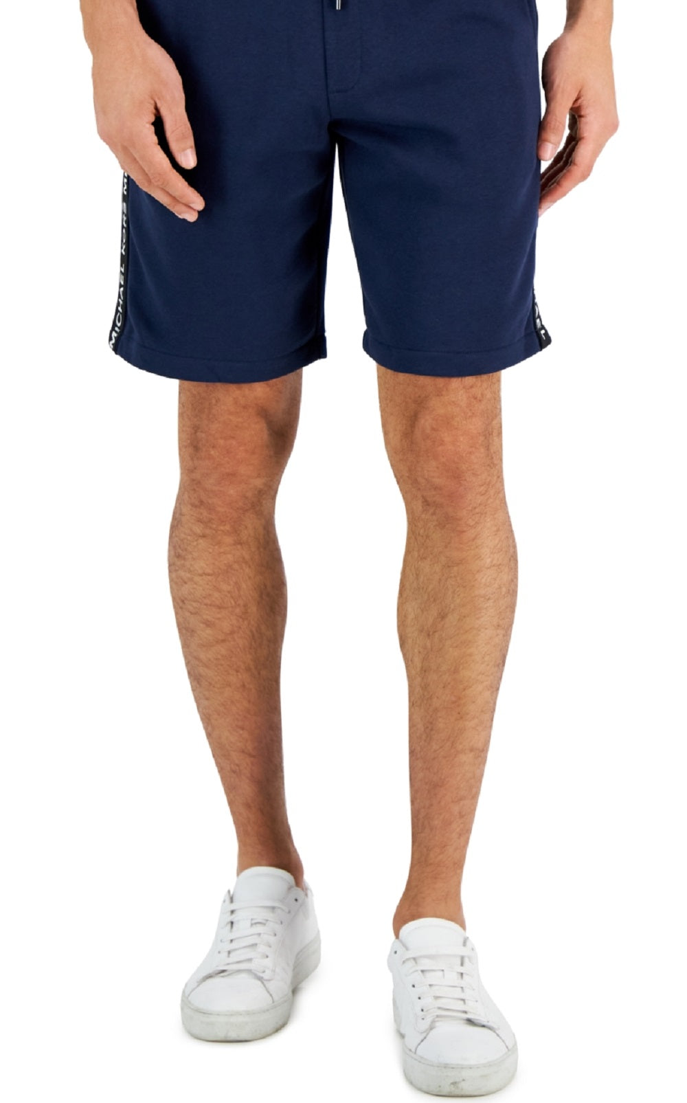 Shorts de lã com fita de logotipo Michael Kors masculino, azul, tamanho grande
