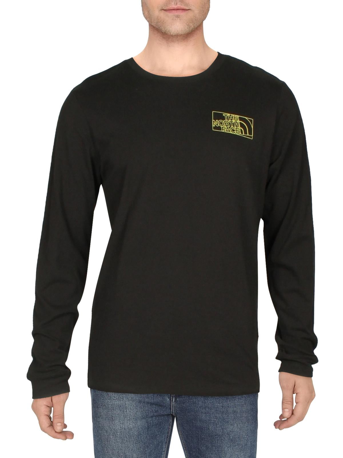 Camiseta masculina The North Face de algodão com estampa de manga comprida, preta, tamanho pequeno