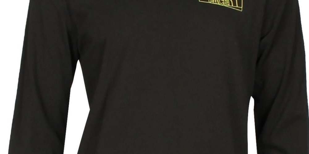 Camiseta masculina The North Face de algodão com estampa de manga comprida, preta, tamanho pequeno