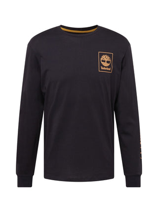 Camiseta Timberland Masculina Manga Longa com Logo e Peito Preto Tamanho Grande