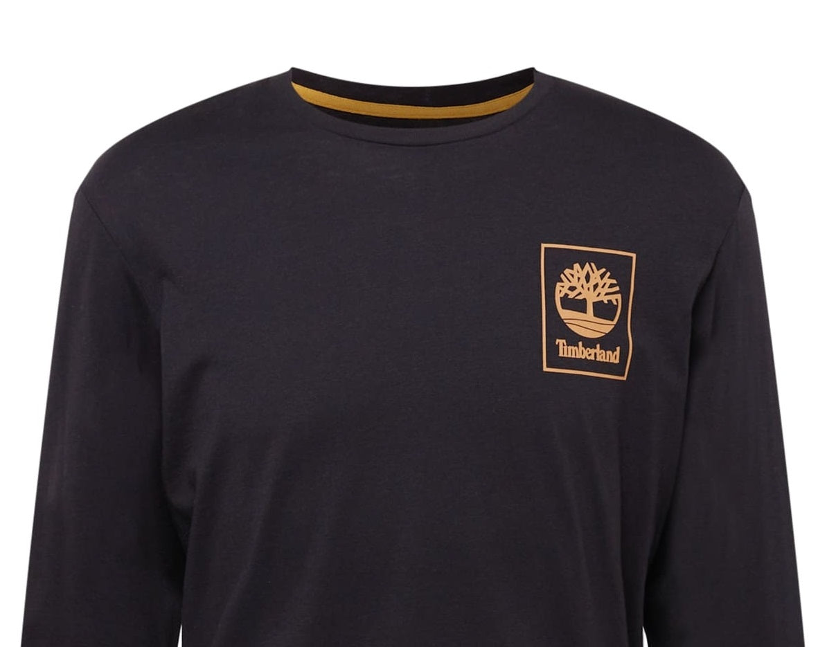 Camiseta Timberland Masculina Manga Longa com Logo e Peito Preto Tamanho Grande