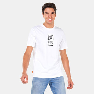 Camiseta Timberland Masculina Back Stack Logo Camuflada Branca Tamanho X-G