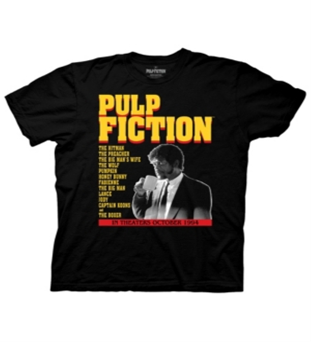 Camiseta gráfica masculina com pôster Pulp Fiction da Ripple Junction, preta, tamanho médio
