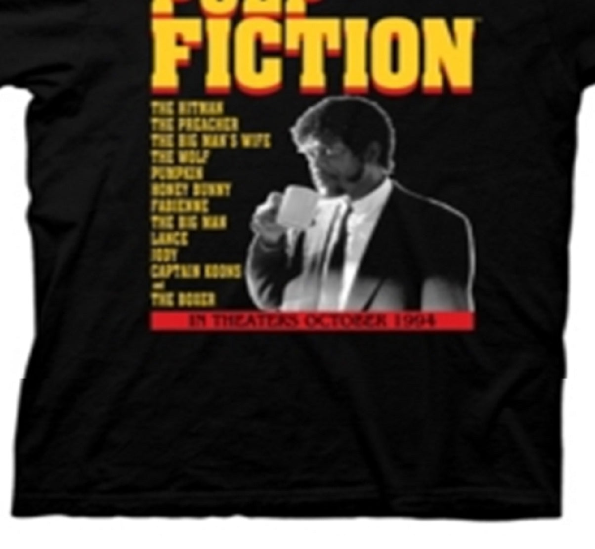 Camiseta gráfica masculina com pôster Pulp Fiction da Ripple Junction, preta, tamanho médio