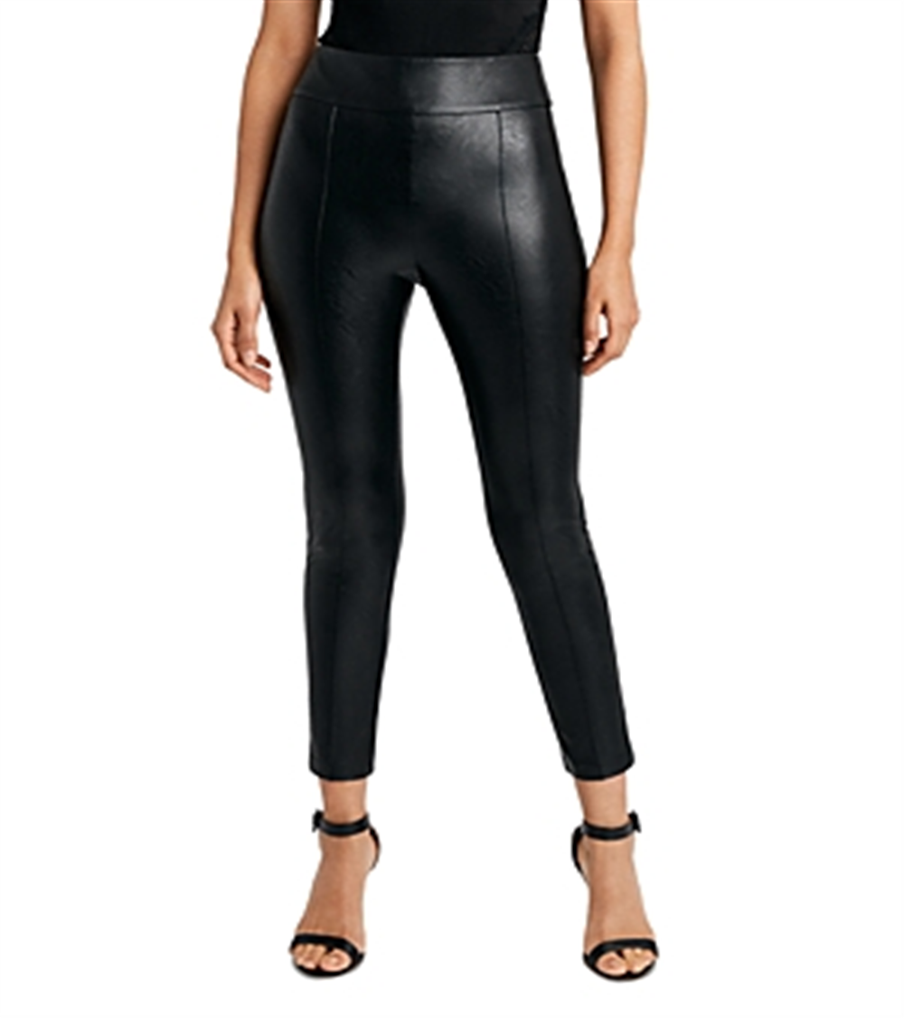 Leggings femininas de couro sintético de cintura alta BCBGMAXAZRIA, pretas, tamanho extragrande