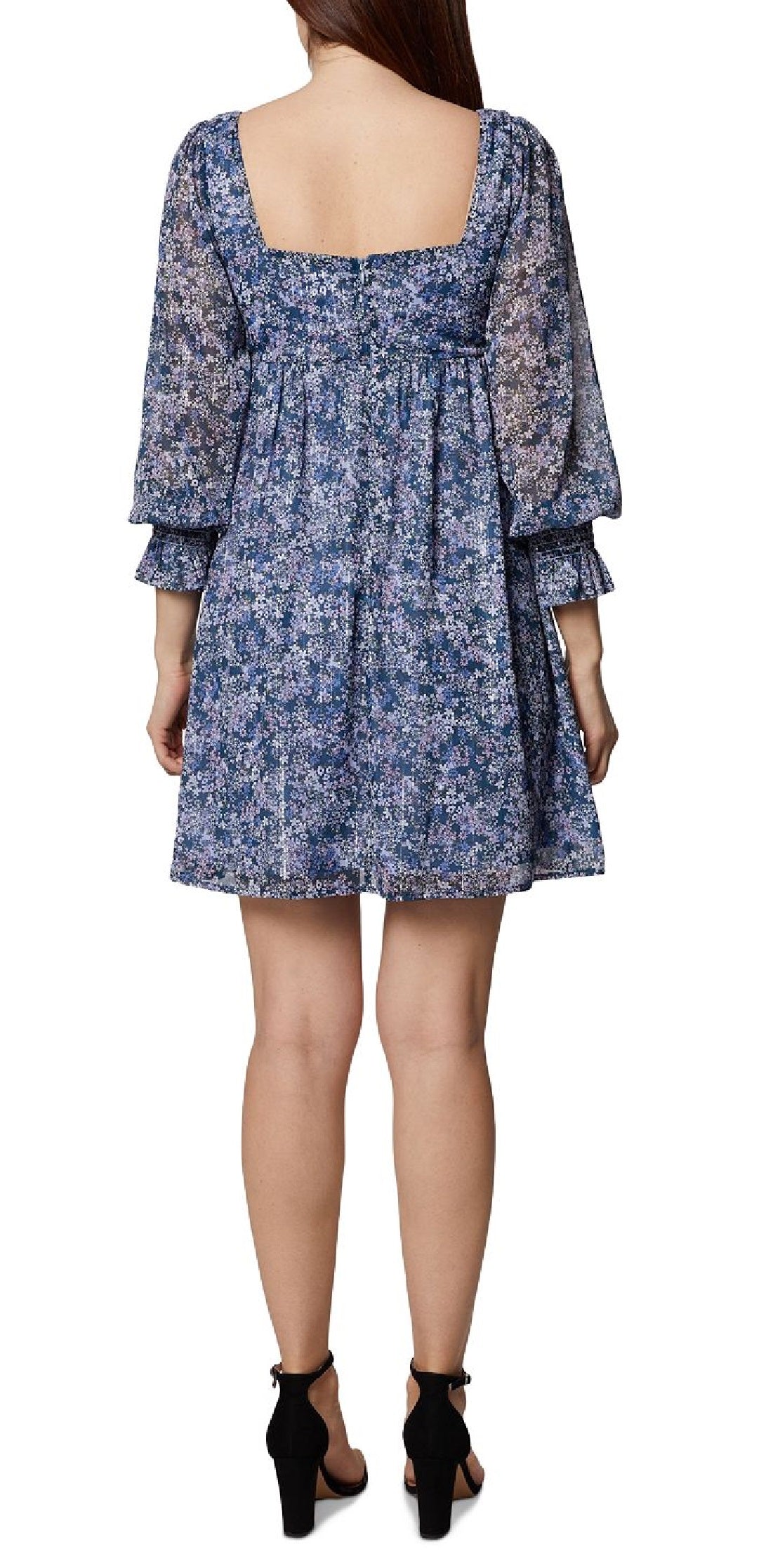 BCBGeneration Vestido curto babydoll com estampa floral feminino, azul, tamanho 2