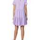 BCBGeneration Vestido curto feminino com mangas franzidas e camadas, roxo, tamanho 14