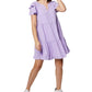 BCBGeneration Vestido curto feminino com mangas franzidas e camadas, roxo, tamanho 14