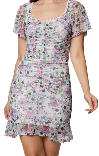 Vestido curto de malha franzida feminino BCBGeneration, rosa, tamanho 12
