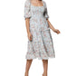 BCBGeneration Women's Smocked Ruffled Midi Dress Blue Size 6