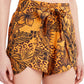 BCBGeneration Shorts de banho femininos estampados com estampa, amarelo, tamanho pequeno