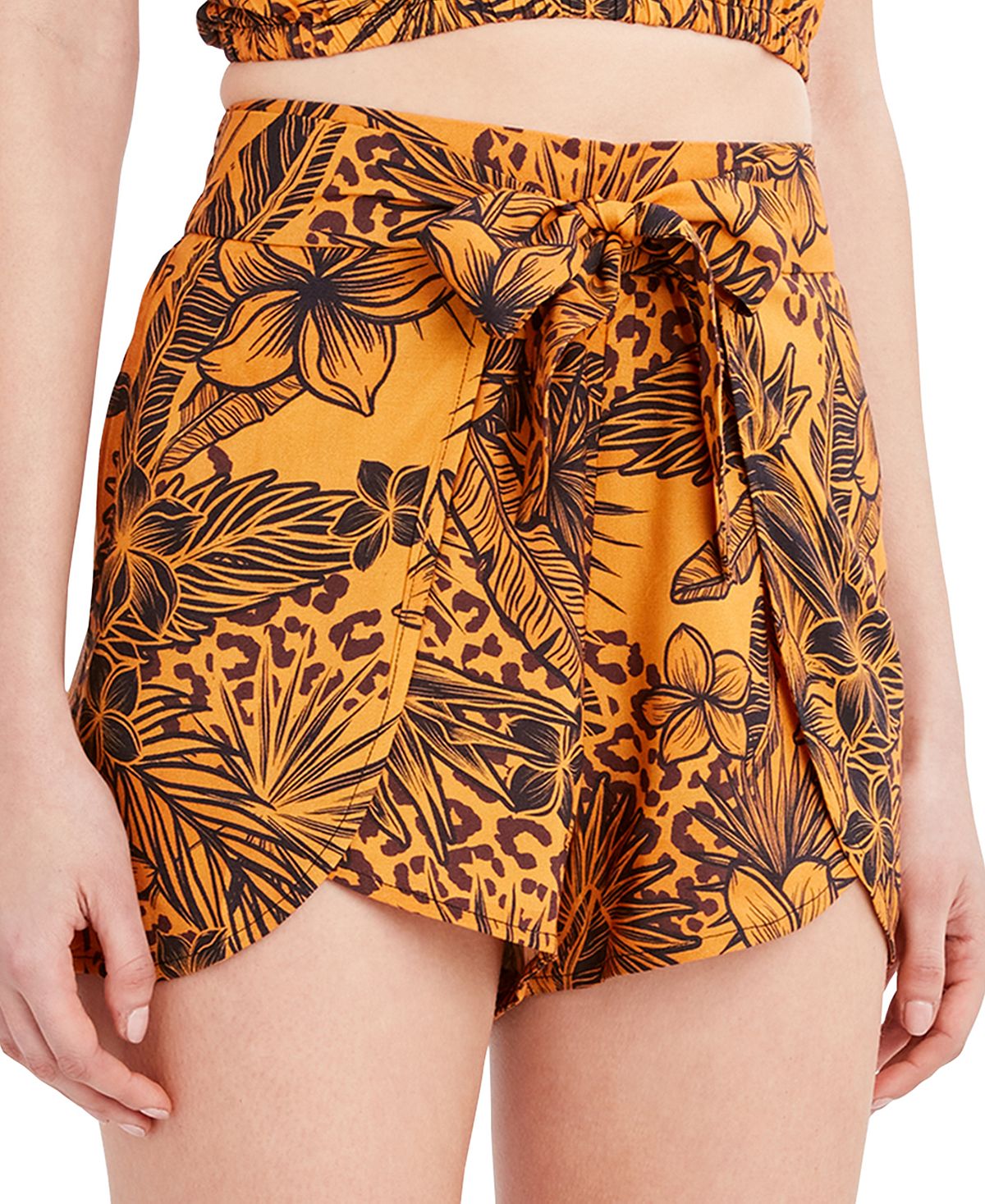 BCBGeneration Shorts de banho femininos estampados com estampa, amarelo, tamanho pequeno