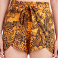 BCBGeneration Shorts de banho femininos estampados com estampa, amarelo, tamanho pequeno
