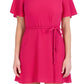 Vestido feminino Laundry com cinto trançado e corte A, vermelho, tamanho 6, pequeno
