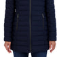 Casaco acolchoado com capuz e dobrável Nautica feminino, azul, tamanho grande