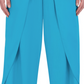 BCBGMAXAZRIA Calça feminina com cintura elástica e perna larga, azul, tamanho grande