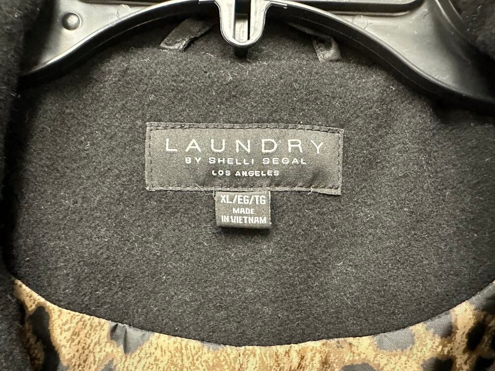 Casaco feminino com abotoamento duplo e saia Laundry By Shelli Segal, preto, tamanho extragrande