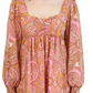 Vestido babydoll feminino com estampa paisley BCBGeneration, rosa, tamanho 4