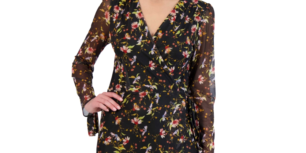 Vestido envelope feminino estampado em malha sintética, Laundry by Shelli Segal, tamanho 14