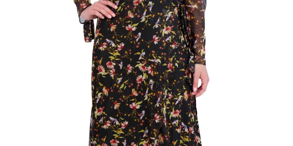 Vestido envelope feminino estampado em malha sintética, Laundry by Shelli Segal, tamanho 14