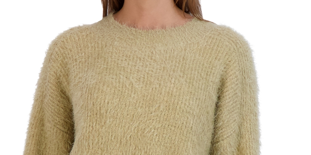 Suéter felpudo feminino BCBGeneration com gola redonda, marrom, tamanho extrapequeno