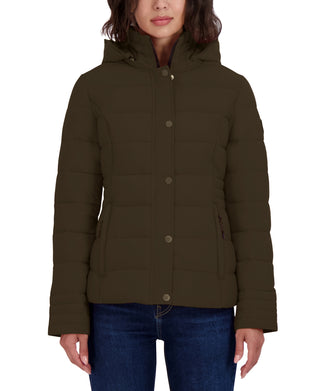 Casaco acolchoado com capuz e dobrável Nautica feminino, verde, tamanho extragrande