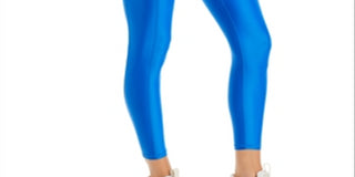 Leggings femininas atléticas Aqua High Shine High Rise, azul, tamanho M