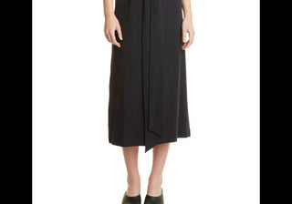 Vestido midi feminino Vince Coastal com cinto e decote quadrado, tamanho XX-S