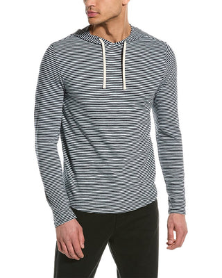 Moletom com capuz de algodão listrado Vince Slub - Azul-marinho/Azul-marinho - Tamanho GG